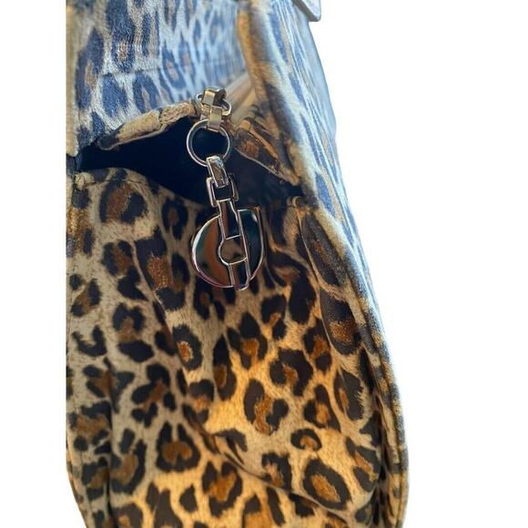Charles Jourdan Leapord Print Structured Suede Small Tote - Picture 7 of 10